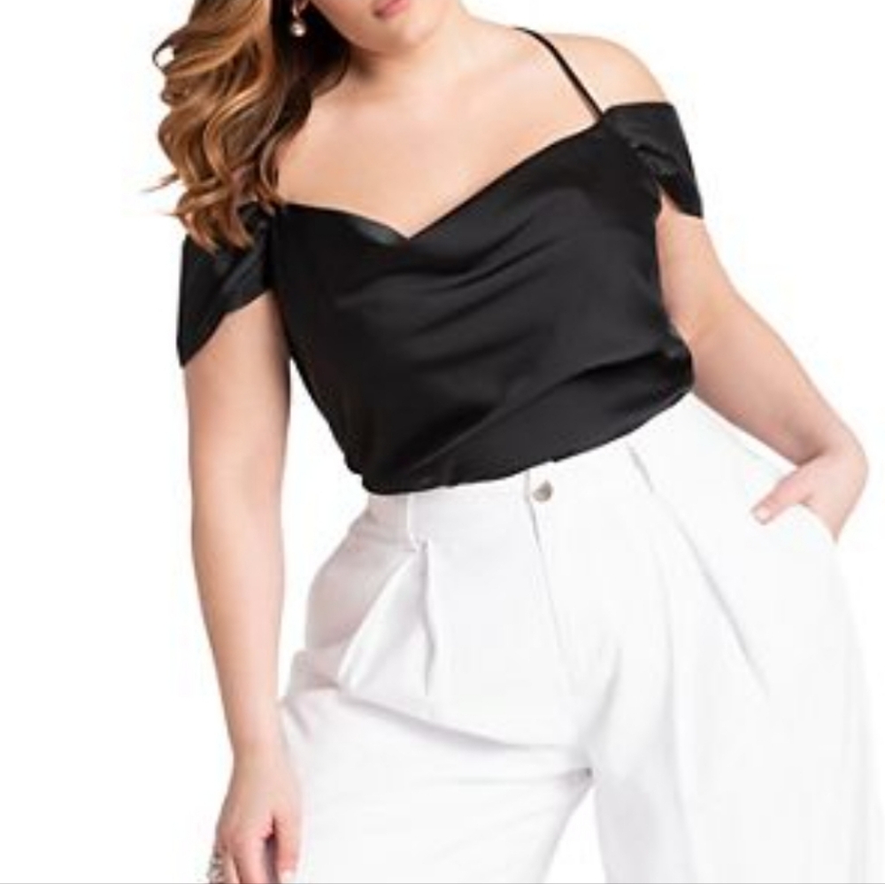New Eloquii Black Satin Top